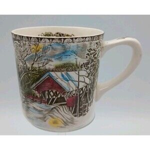 JOHNSON BROTHERS FRIENDLY VILLAGE ENGLAND COVERED BRIDGE 3 1/2" Coffee Mug Cup